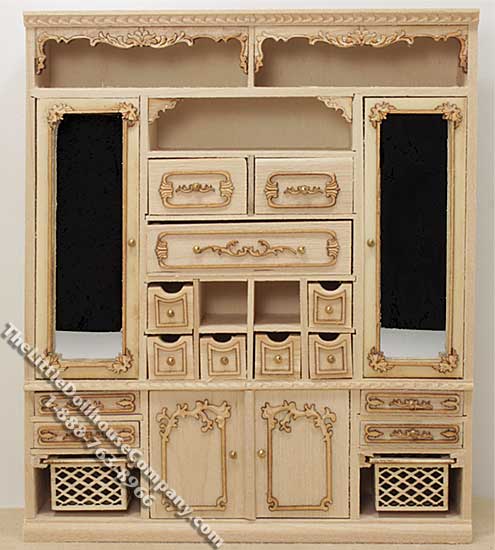 (image for) Miniature Mirrored Unfinished Wall Unit for Dollhouses