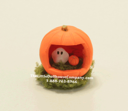(image for) Miniature Ghost Scene In Pumpkin for Dollhouses