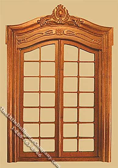 (image for) Miniature Walnut Pollinade French Double Door for Dollhouses