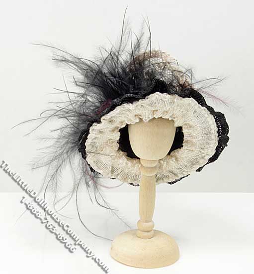 (image for) Miniature Black & White Ladies Hat for Dollhouses