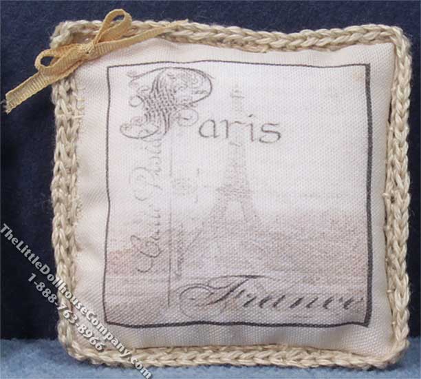 (image for) Miniature Pillow with Eiffel Tower Pattern for Dollhouses