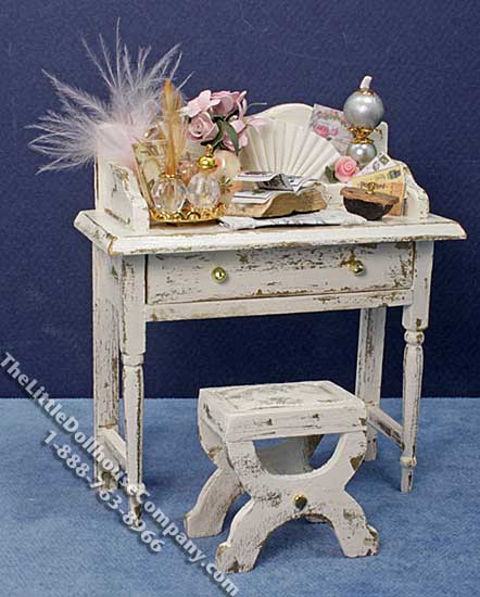 (image for) Miniature Dressing Table with Stool for Dollhouses