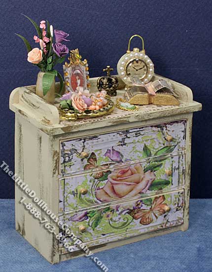 (image for) Miniature Dresser with Flower Motif for Dollhouses