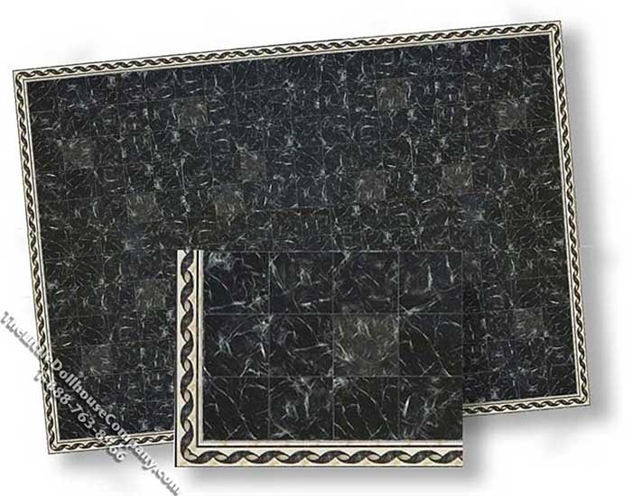 (image for) Miniature Faux Marble with Scroll Border Flooring for Dollhouses