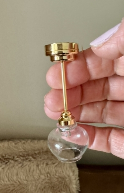(image for) Miniature Battery Operated Clear Bulbed Ceiling Light - Brass