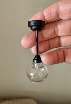 (image for) Miniature Battery Operated Clear Bulbed Ceiling Light - Black