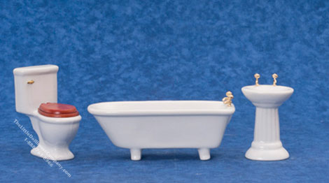 (image for) Miniature White Bathroom Set for Dollhouses
