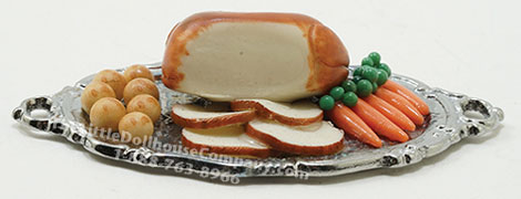 (image for) Miniature Turkey Dinner On Tray For Dollhouses
