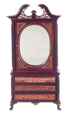 (image for) Miniature Mahogany Harding Armoire For Dollhouses