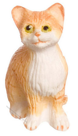 (image for) Dollhouse Orange Sitting Cat For Dollhouses