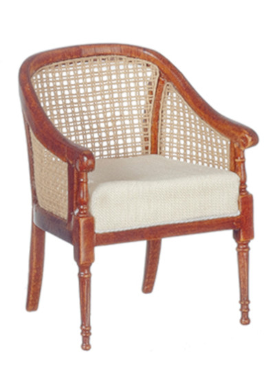 (image for) Miniature 1850 Rococo Tub Chair For Dollhouses in Walnut