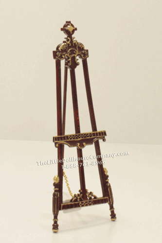 (image for) Miniature Mahogany Easel With Gold Detail For Dollhouses