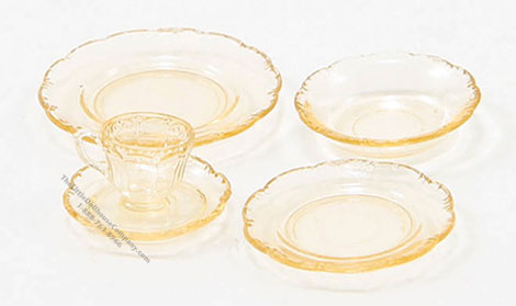 (image for) Miniature Amber Depression Dish Set For Dollhouses