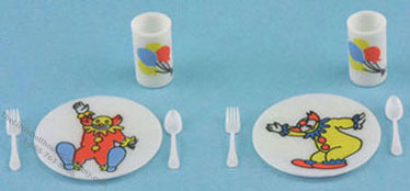 (image for) Miniature Bright Circus Dish Set For Dollhouses