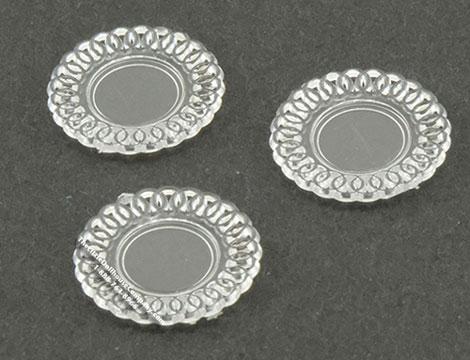 (image for) Miniature Crystal Clear Lace-Edged Plates For Dollhouses