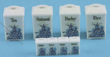 (image for) Miniature Set of 4 Canisters with Lids & Molded Set of Spice Jar
