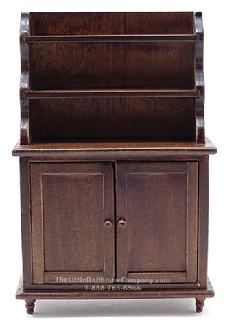 (image for) Miniature Walnut Hutch For Dollhouses