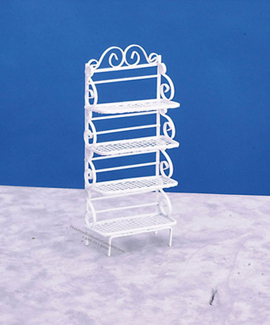 (image for) Miniature White Bakers Rack For Dollhouses