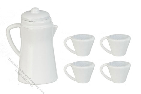 (image for) Miniature White Coffee Set For Dollhouses