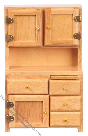 (image for) Miniature Oak Kitchen Hutch For Dollhouses