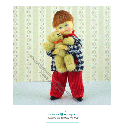 (image for) Nils with Bear Flexible Boy Doll by Erna Meyer for Dollhouses