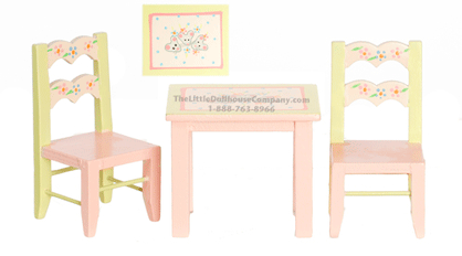 (image for) Miniature Children's Table with 2 Chairs for Dollhouses