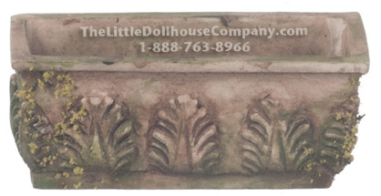 (image for) Miniature Brown Flower Box With Moss Planter for Dollhouses
