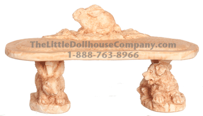 (image for) Miniature Tan Bunny Bench for Dollhouses