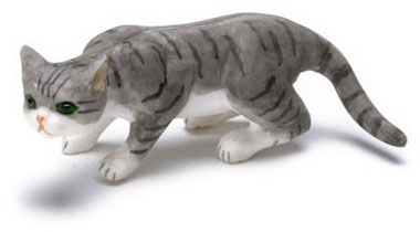 (image for) Dollhouse Scale Model Prowling Gray Cat