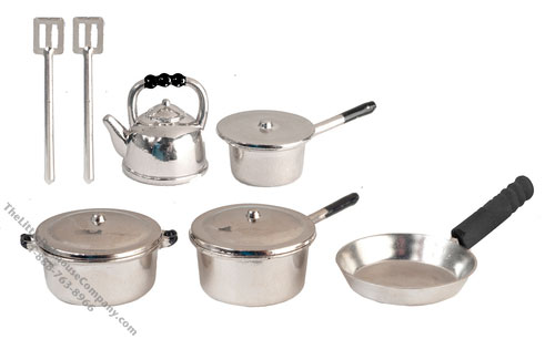(image for) 10 Pieces Silver Metal Kitchenware For Dollhouses
