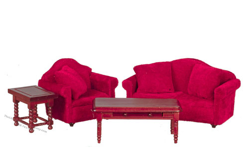 (image for) Miniature Red Living Room Set For Dollhouses