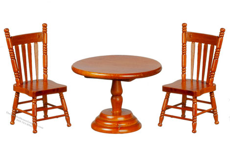 (image for) Miniature Walnut Kitchen Table Set For Dollhouses