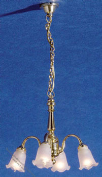 (image for) Miniature 4 Down-Arm Frosted Tulip Chandelier For Dollhouses
