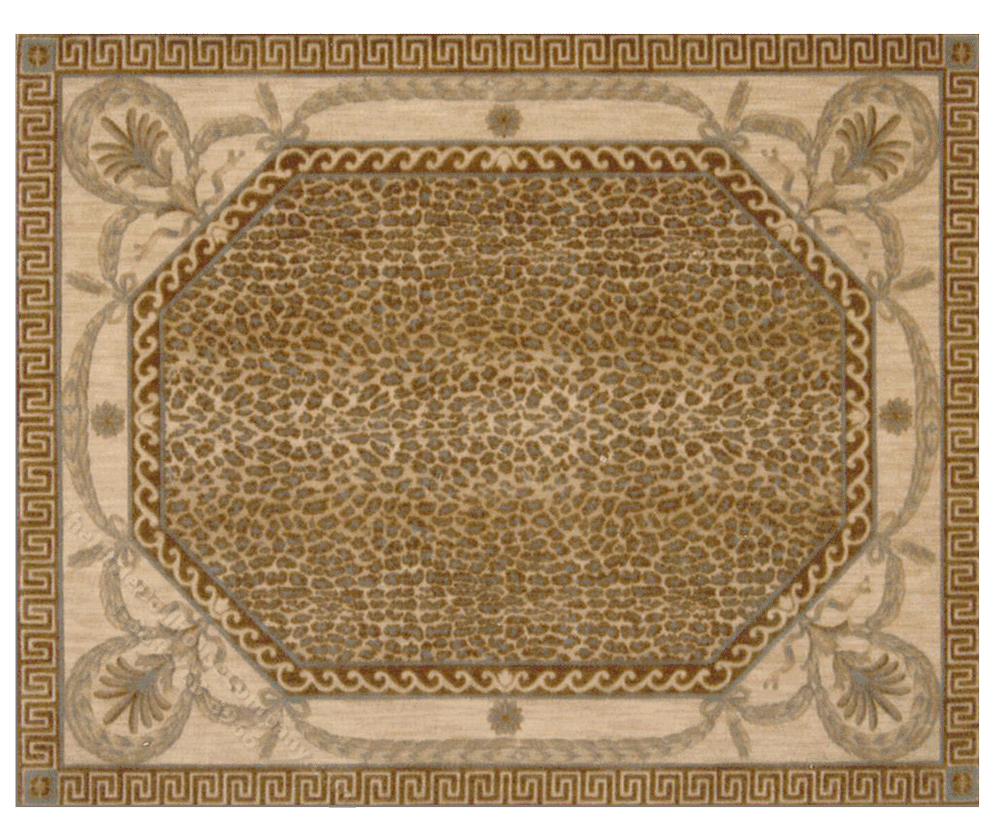 Miniature Small Scale Rug with Cheetah Print in Hexagonal Frame [IBM ...