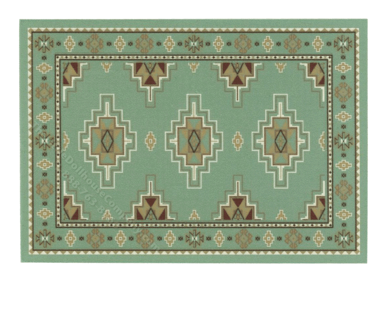 Miniature Small Scale Teal Rug with Woven Rug Design Influence [IBM ...