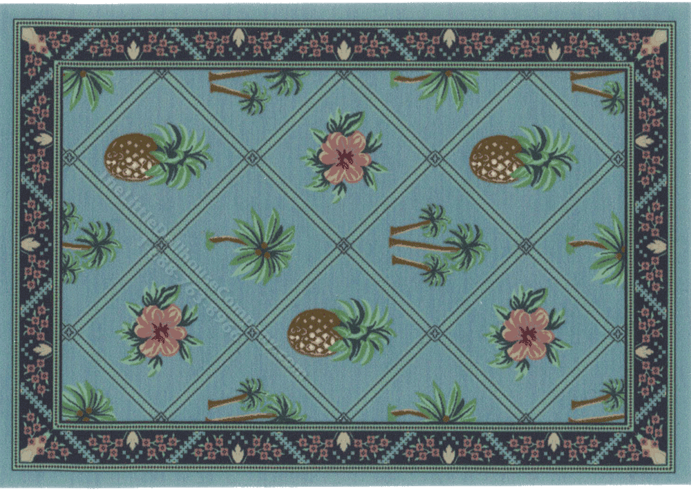 Miniature Medium Scale Rug with Trellis Featuring Pineapples [IBM ...