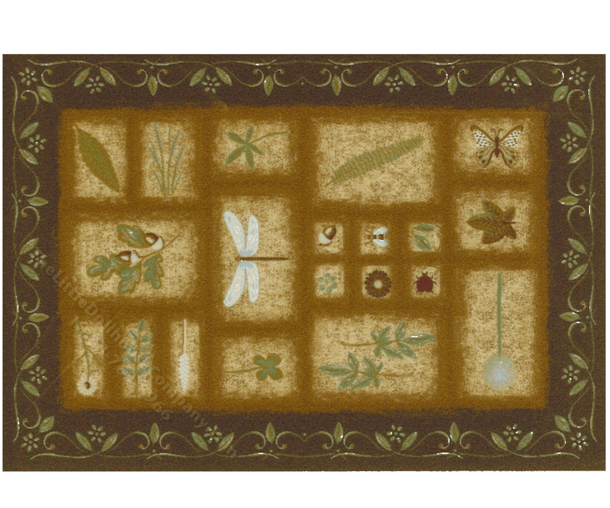 Miniature Small Scale Rug Featuring Plants and Insects [IBM RUG0696S ...