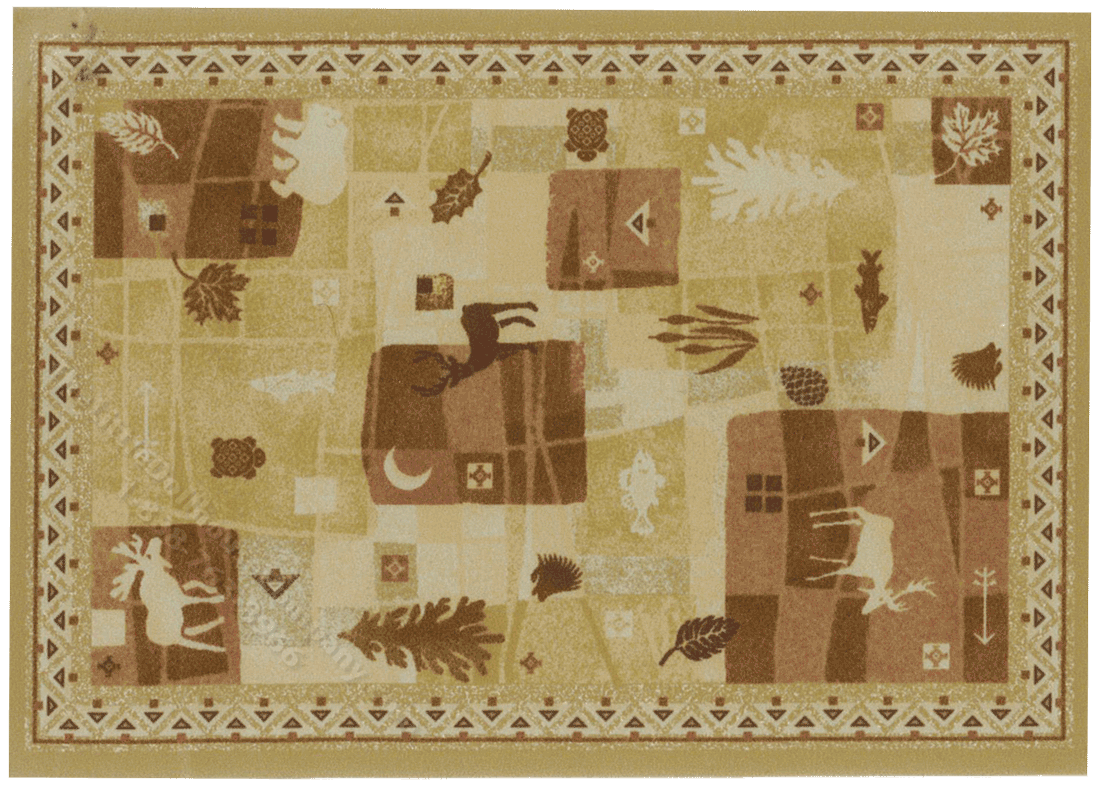 Miniature Medium Scale Rug with Deer and Moose Design [IBM RUG0631M ...