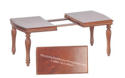(image for) Miniature Walnut Extendable Dining Table for Dollhouses