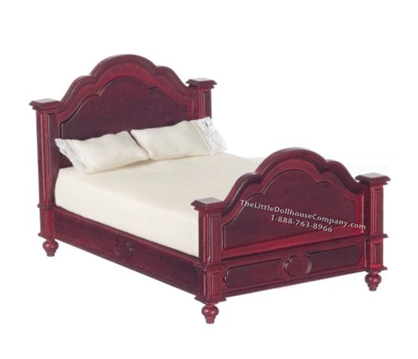 (image for) Miniature Mahogany Two Tone Timber Bed for Dollhouses