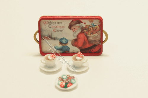 (image for) Dollhouse Miniature Christmas Cocoa Tray Set