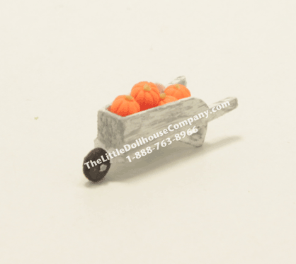(image for) Dollhouse Miniature Pumpkin Filled Wheelbarrow For Dollhouses