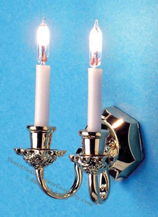 (image for) Miniature 12V Double Wall Sconce with Bi-Pin Bulb For Dollhouses