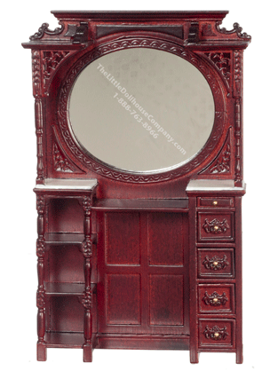 (image for) Dollhouse Scale Model Mahogany Victorian Barber Cabinet