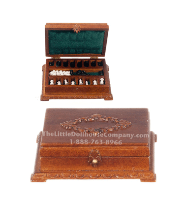 (image for) Miniature Chess Box With Chess Set for Dollhouse