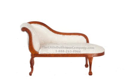 (image for) Miniature Walnut Chaise Lounge for Dollhouses