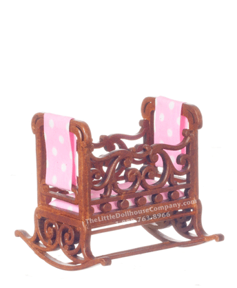 (image for) Miniature Mahogany Windsor Cradle for Dollhouses