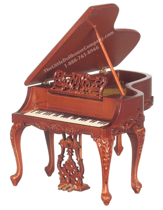 (image for) Miniature Walnut Piano for Dollhouses