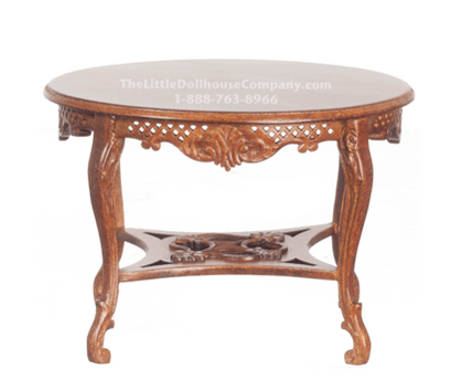(image for) Miniature Walnut Kensnigton Round Dinner Table for Dollhouses