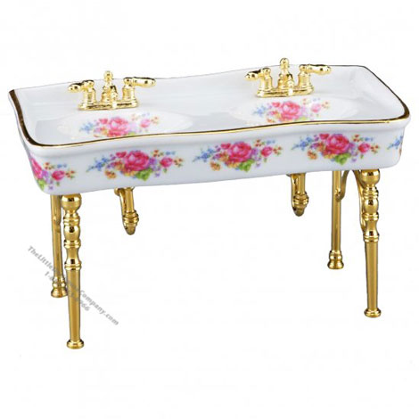 (image for) Miniature Double Sink Dresden Rose For Dollhouses